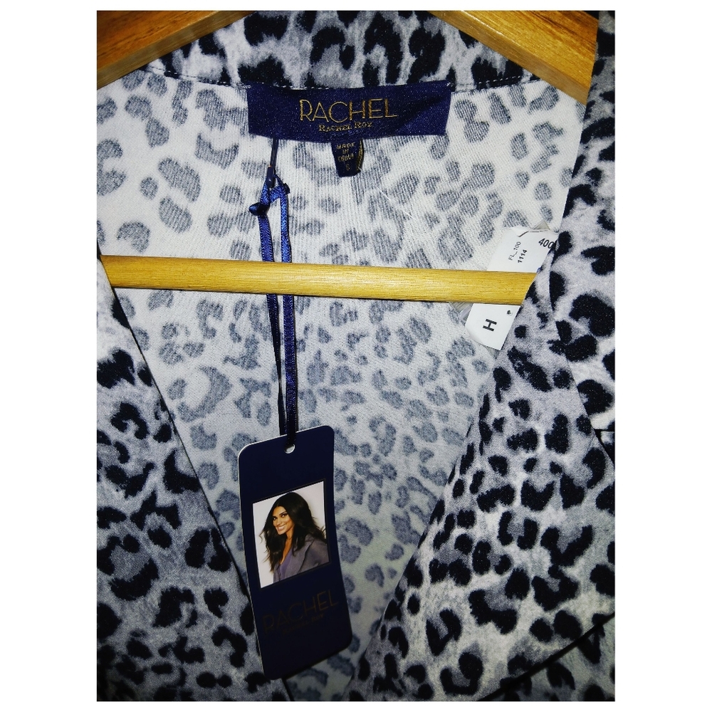 Rachel By Rachel Roy Black & White Leopard Print Blouse - Picture 2 of 4